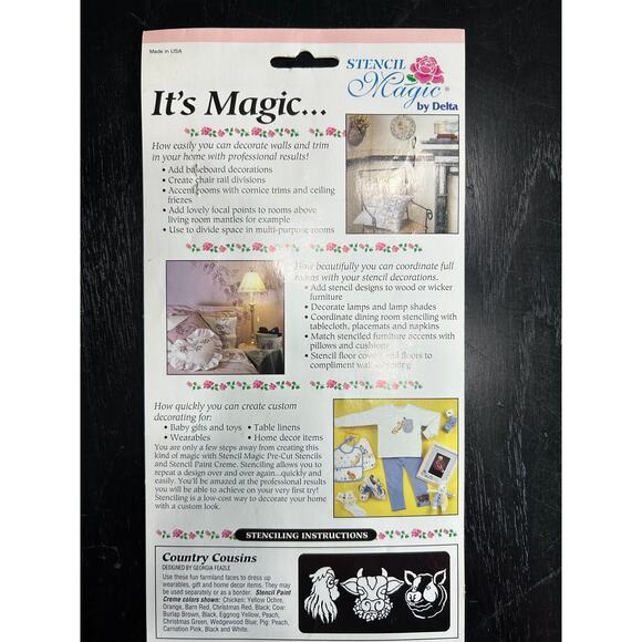 90s Vintage- Stencil Magic by Delta -Country Cousins No. 95 19 0012 NWT - Picture 6 of 6